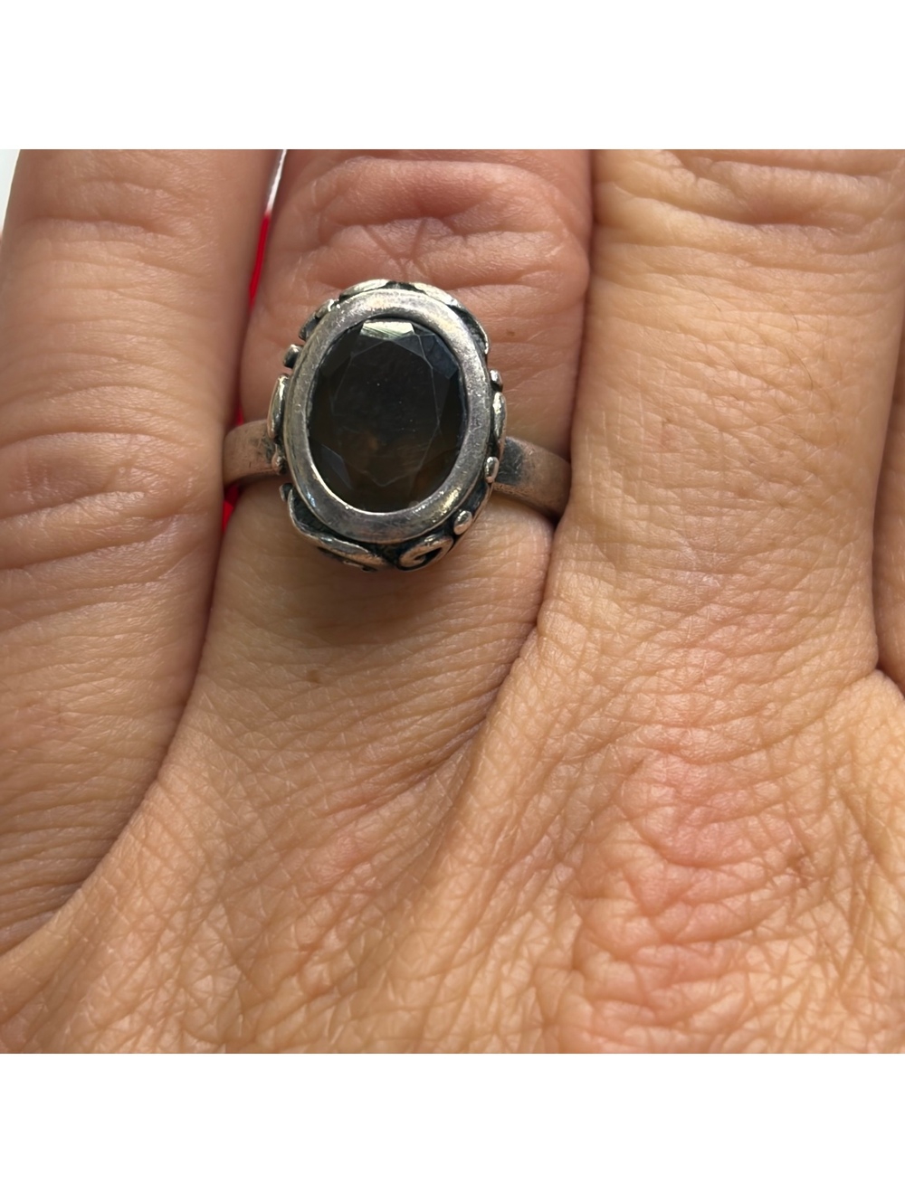 Sterling silver smoky quartz ring size 6 vintage